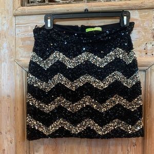 Black and gold sequin skirt